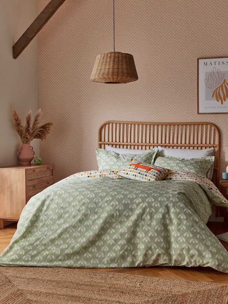 Scion Sage Snowdrop 100% Cotton Duvet Cover and Pillowcase Set - Image 4 of 4