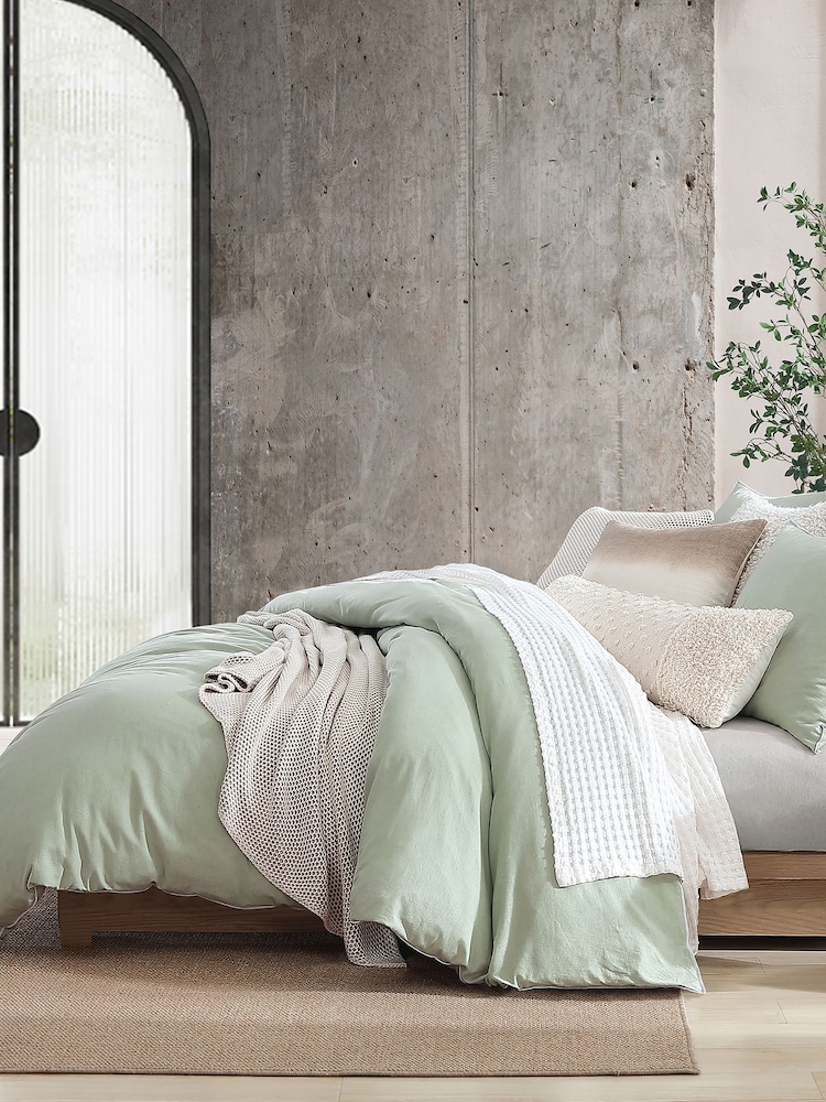 DKNY Sage Pure Washed Linen Duvet Cover and Pillowcase Set - Image 2 of 4