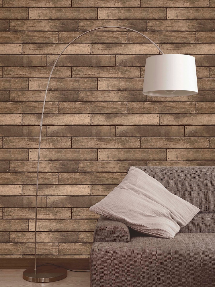 Fine Décor Bronze Distinctive Wooden Plank Wallpaper - Image 1 of 2
