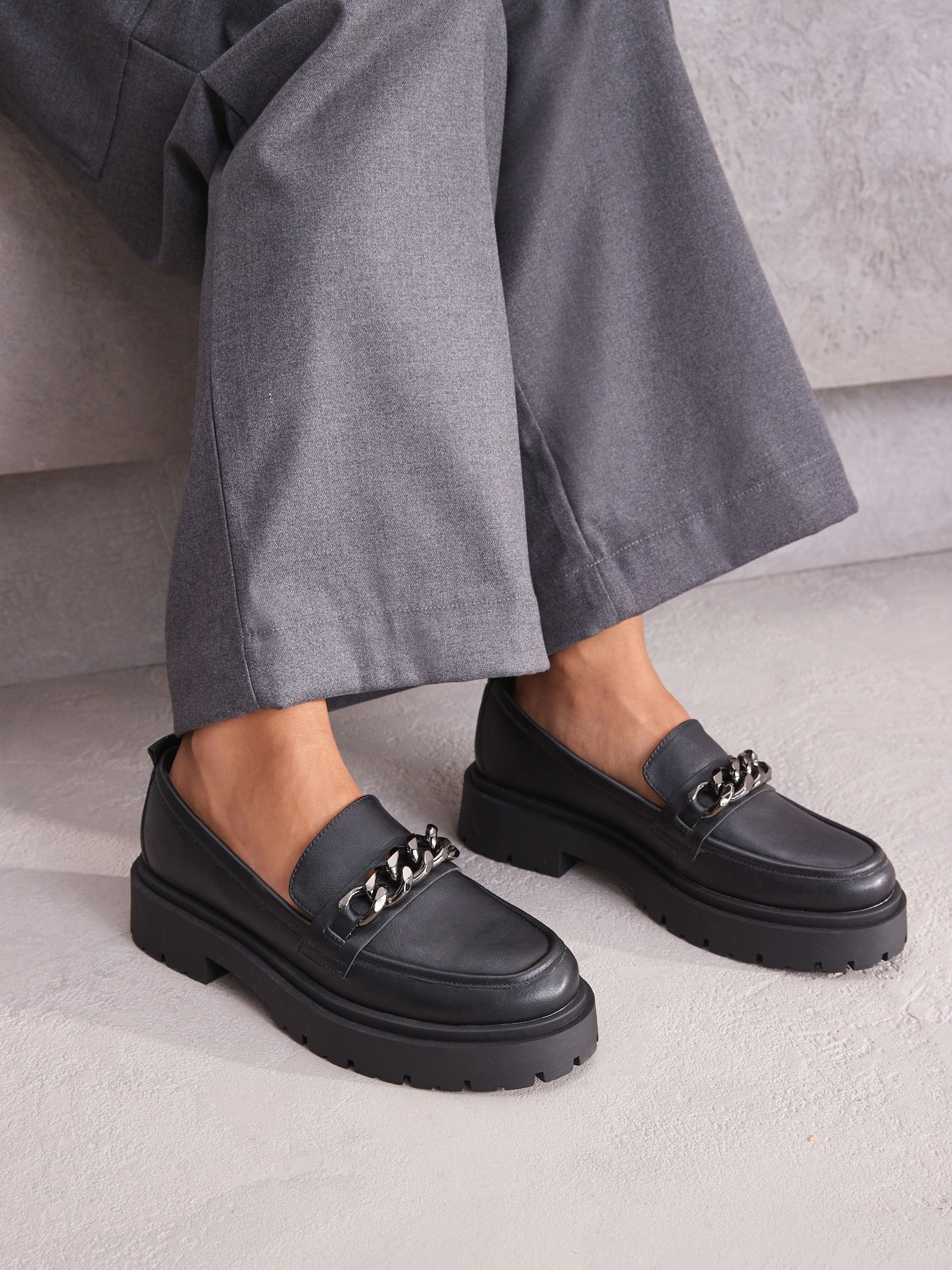 Pewter Silver Forever Comfort Chunky Loafers