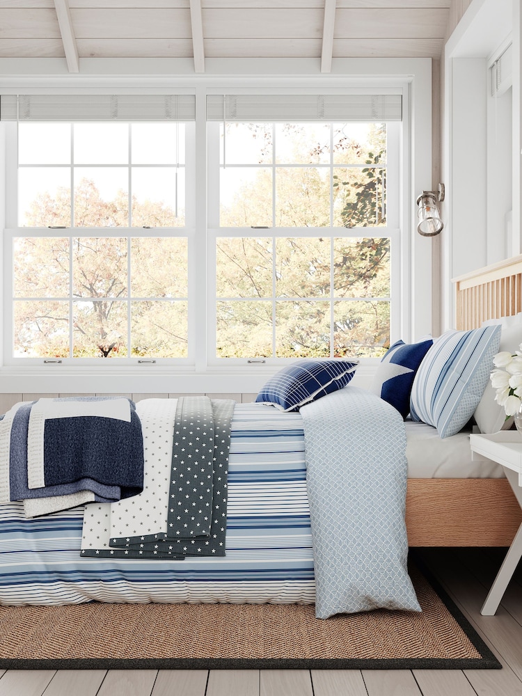 Helena Springfield Blue Nautical 100% Cotton Duvet Cover and Pillowcase Set - Image 1 of 4
