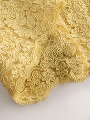 Yellow Lace Trim Long Sleeve Knit Cardigan - Image 6 of 7