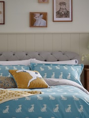 Joules Blue Blockprint 100% Cotton Dogs Duvet Cover and Pillowcase Set - Image 2 of 5