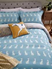 Joules Blue Blockprint 100% Cotton Dogs Duvet Cover and Pillowcase Set - Image 3 of 5