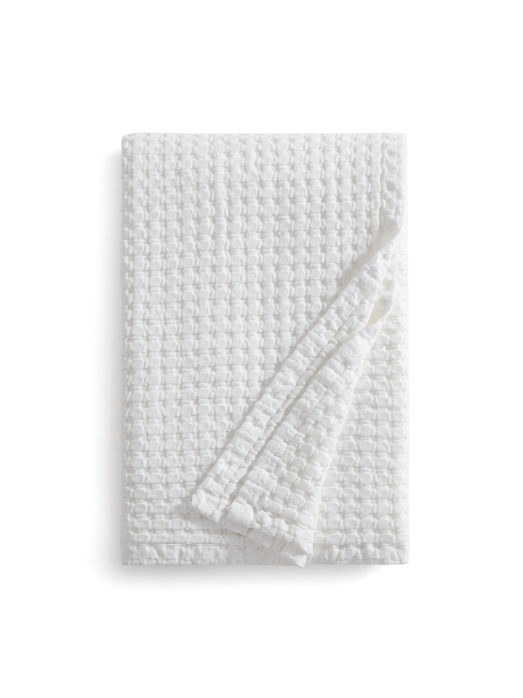 DKNY White Pure Waffle 100% Cotton Throw - Image 3 of 3