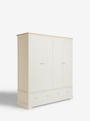 Chalk White Hampton Painted Oak 4 door, 2 drawers Wardrobe - Image 7 of 10
