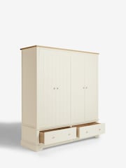 Chalk White Hampton Painted Oak 4 door, 2 drawers Wardrobe - Image 8 of 10