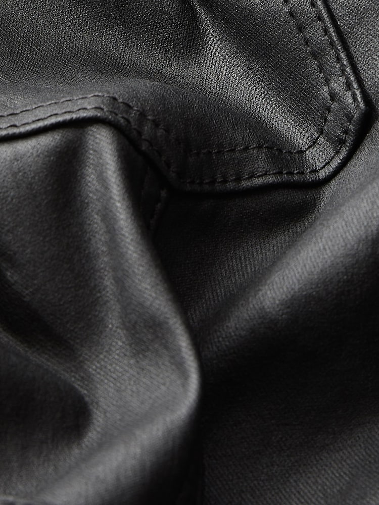 Black Coated Denim Mini Belted Shirt Dress - Image 7 of 7