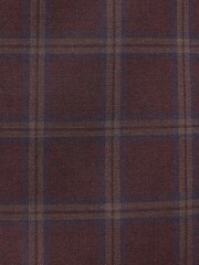Burgundy Red Skinny Fit Trimmed Check Suit: Trousers - Image 5 of 5