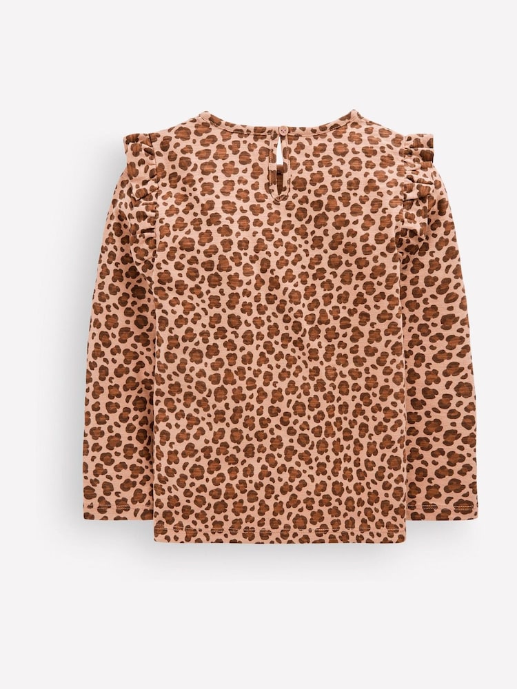 Boden Brown Frill Sleeve Slub Top - Image 1 of 3 Boden Brown Frill Sleeve Slub Top - Image 1 of 3