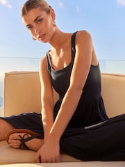 Navy Jersey Waisted Summer Dress - Image 4 of 6