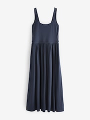 Navy Jersey Waisted Summer Dress - Image 5 of 6