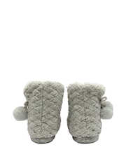 Dunlop Grey Ladies Knitted Bootee Slippers - Image 3 of 4