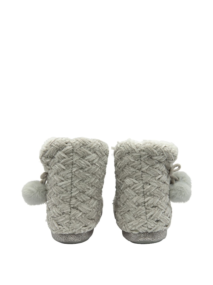 Dunlop Grey Ladies Knitted Bootee Slippers - Image 3 of 4