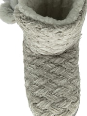 Dunlop Grey Ladies Knitted Bootee Slippers - Image 4 of 4