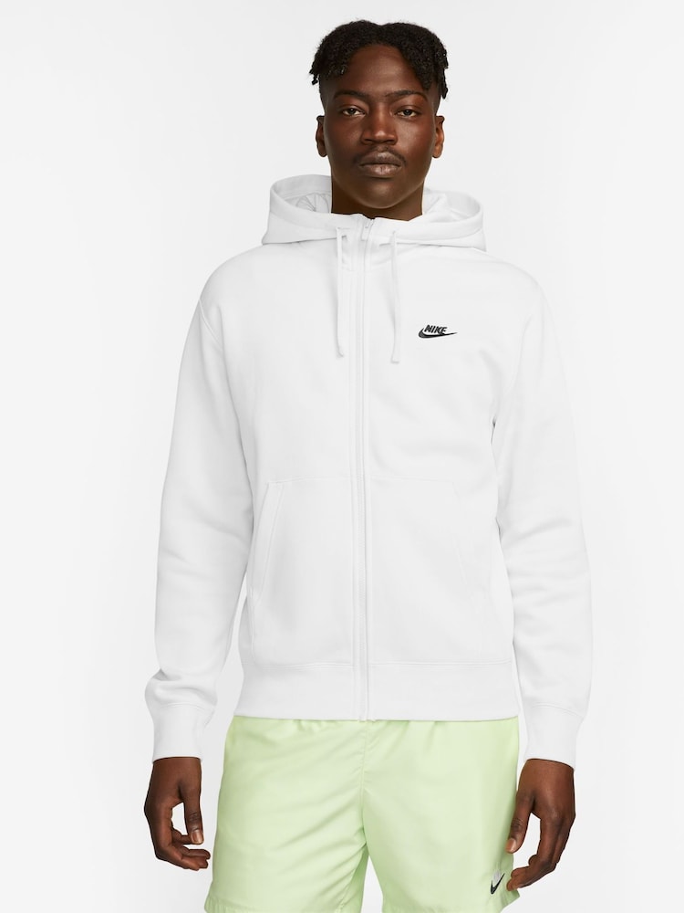 Vit - Nike Club Zip Up Huvtröja - Bild 1 av 15