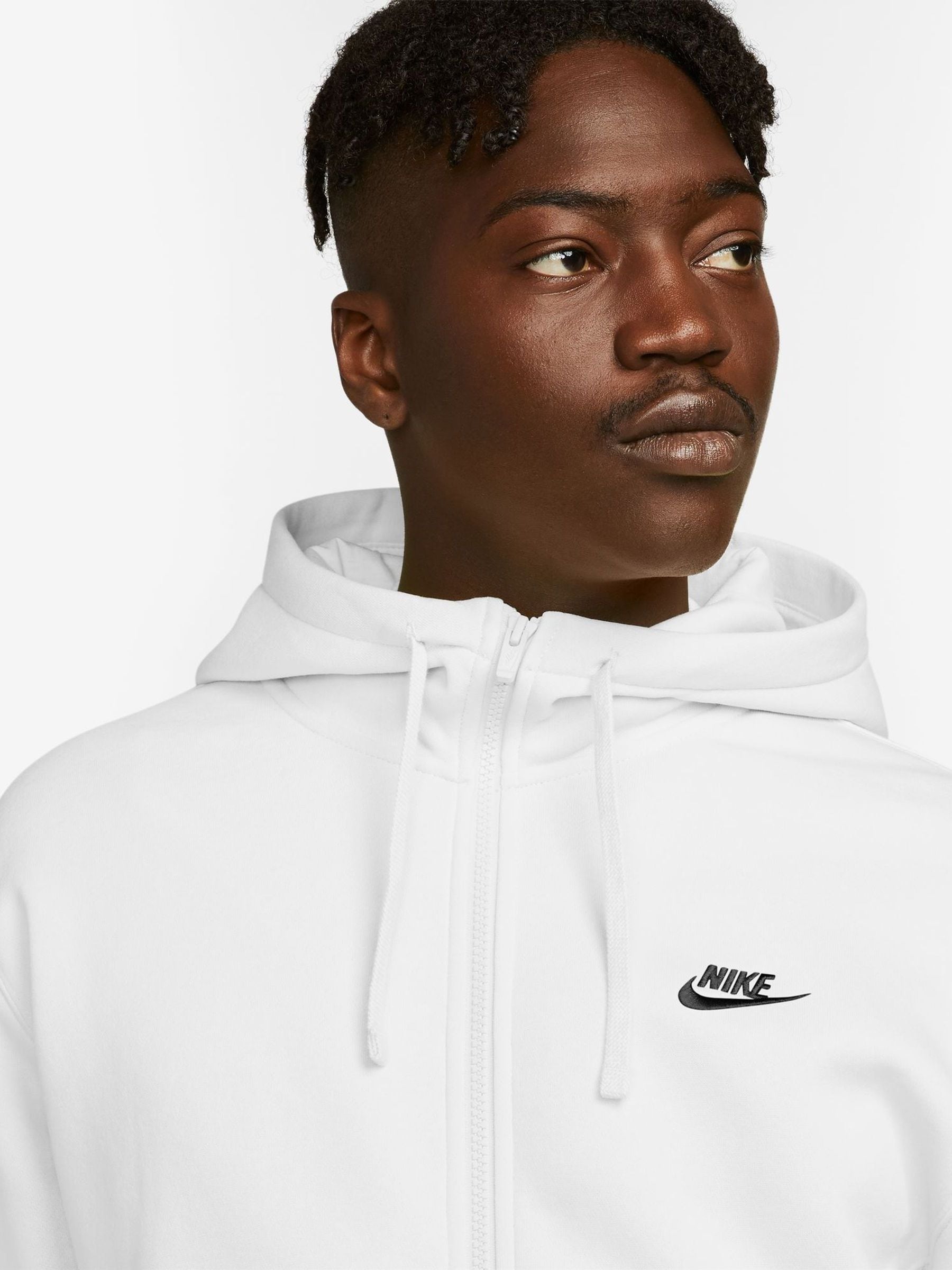 Buy Nike White Club Zip Up Hoodie from Next Luxembourg