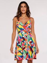 Apricot Red Multi Colourblock Leaf Cami Dress - Image 1 of 5