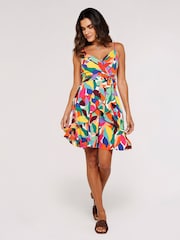 Apricot Red Multi Colourblock Leaf Cami Dress - Image 2 of 5