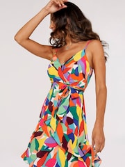 Apricot Red Multi Colourblock Leaf Cami Dress - Image 3 of 5