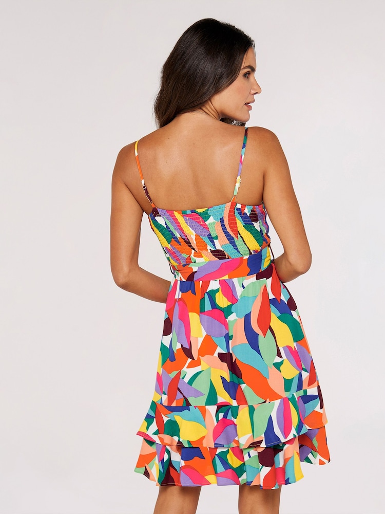 Apricot Red Multi Colourblock Leaf Cami Dress - Image 5 of 5