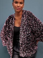 Berry Red Sequin Jacket - Image 2 of 5