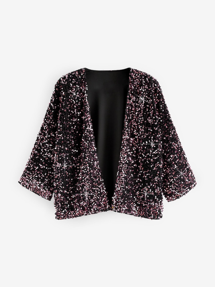 Berry Red Sequin Jacket - Image 3 of 5