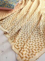 Joules Gold Honey & Crumpets Geo 100% Cotton Throw - Image 1 of 3