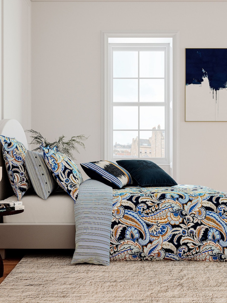 Bedeck of Belfast Midnight Tumeric Kotana 100% Cotton Duvet Cover and Pillowcase Set - Image 1 of 4