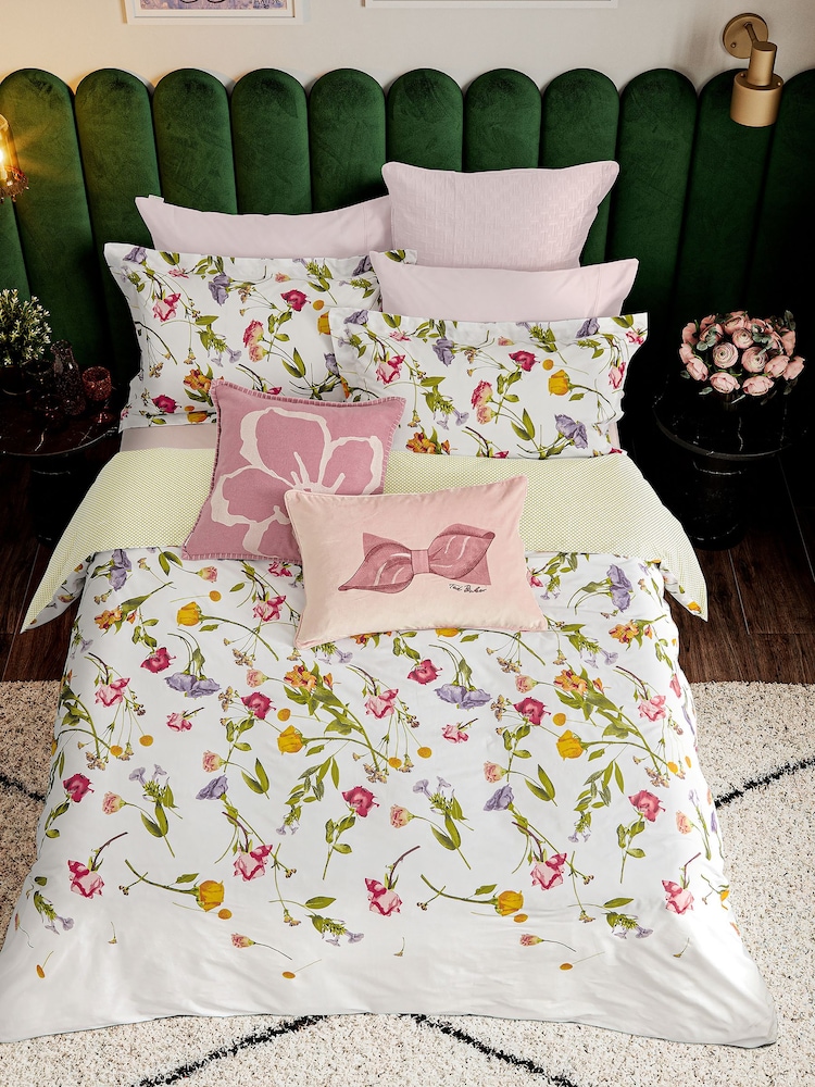 Ted Baker Pink Bow 100% Cotton Cushion - Image 1 of 6 Ted Baker Pink Bow 100% Cotton Cushion - Image 1 of 6