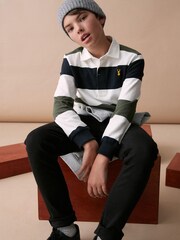 Navy Blue/White/Green Stripe Rugby Shirt (3-16yrs) - Image 2 of 6