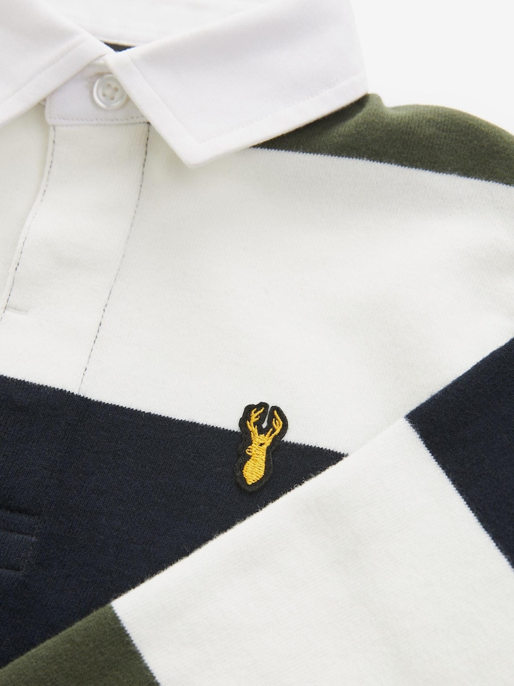 Navy Blue/White/Green Stripe Rugby Shirt (3-16yrs) - Image 6 of 6