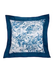 Sanderson Blue Fringed Tulip Toile Square 100% Cotton Pillowcase Pair - Image 2 of 2