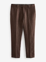 Brown Slim Fit Signature Leomaster 100% Linen Suit: Trousers - Image 6 of 9