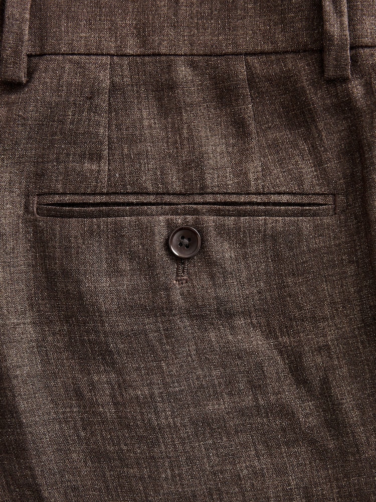 Brown Slim Fit Signature Leomaster 100% Linen Suit: Trousers - Image 9 of 9