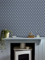 Laura Ashley Dusky Seaspray Blue Whitebrook A4 Wallpaper Sample - Image 1 of 2