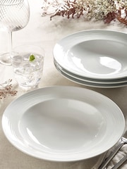 White Malvern Embossed Set of 4 Pasta Bowls - Image 1 of 2