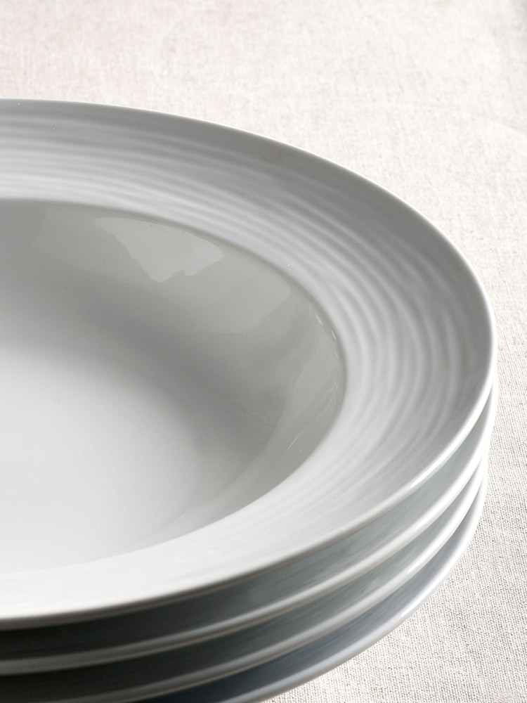 White Malvern Embossed Set of 4 Pasta Bowls - Image 2 of 2