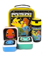 Vanilla Underground Black Pokemon Boys Black Pikachu And Squirtle Lunch Bag Bottle And 3 Snack Pots - Image 1 of 6