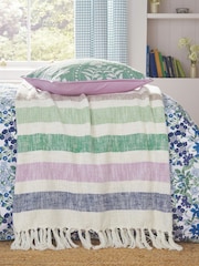 Joules Multi Beekeepers Cottage Stripe 100% Cotton Throw - Image 1 of 5