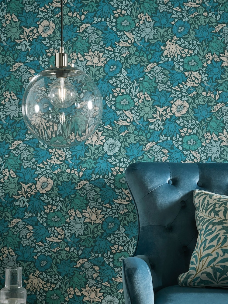Morris & Co Slate Dove Mallow 10.05M Wallpaper - Image 1 of 2