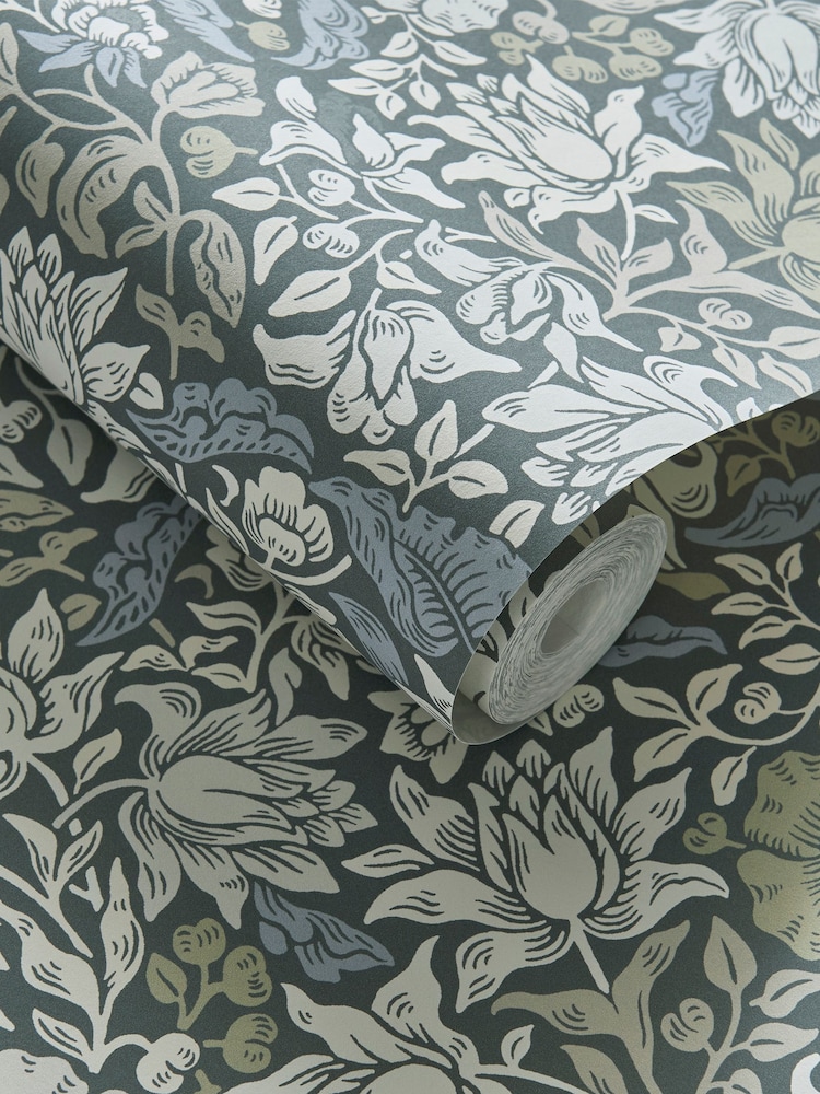 Morris & Co Slate Dove Mallow 10.05M Wallpaper - Image 2 of 2