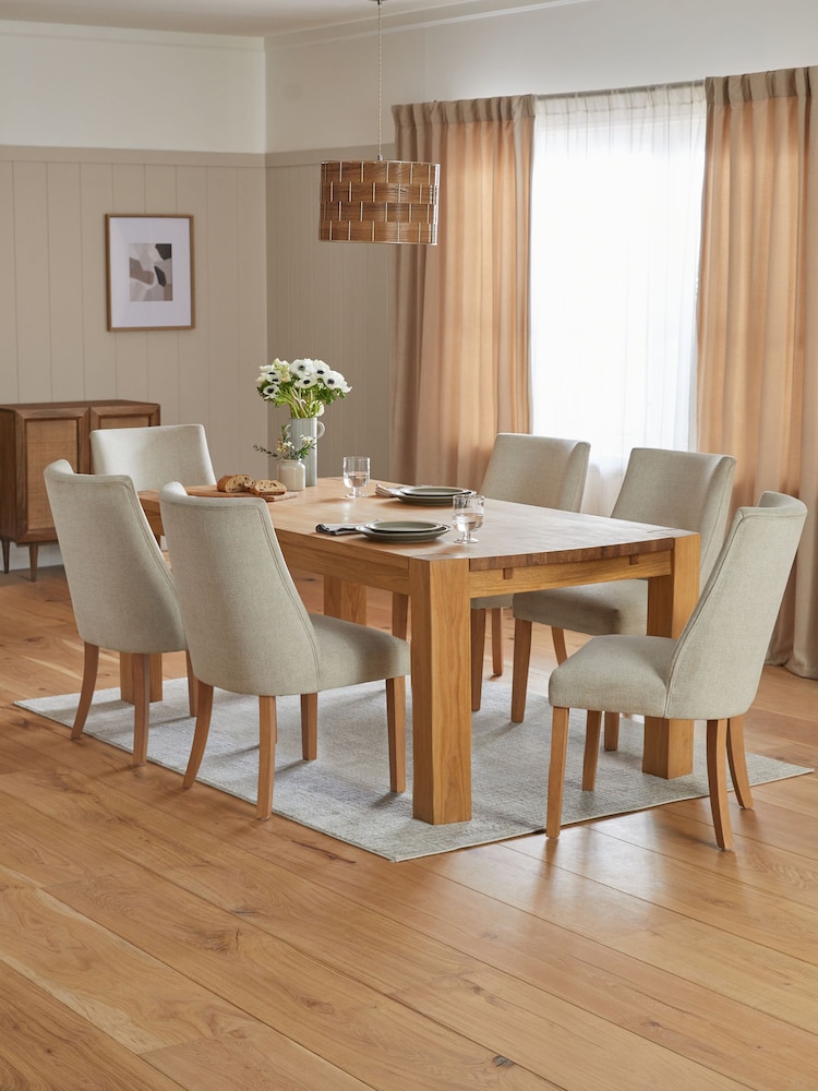 Natural Braxton Oak Veneer 6 to 10 Seat Dining Table - Image 1 of 9