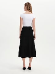 Finery Black Harriet Cotton Cheesecloth Midi Skirt - Image 4 of 4