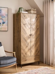 Dark Natural Bronx Chevron Oak Effect Wardrobe - Image 1 of 12