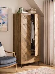 Dark Natural Bronx Chevron Oak Effect Wardrobe - Image 3 of 12