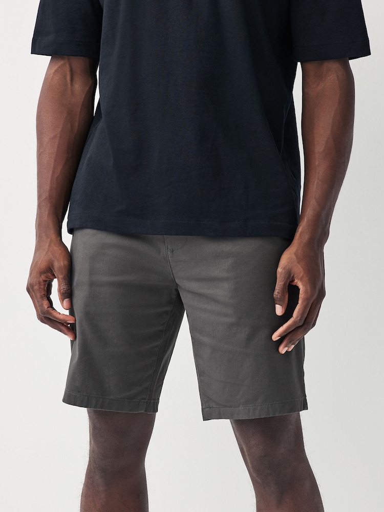 Charcoal Grey Slim Fit Stretch Chinos Shorts - Image 1 of 9