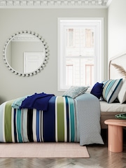 Helena Springfield Blue Darcie Stripe 100% Cotton Duvet Cover and Pillowcase Set - Image 1 of 4
