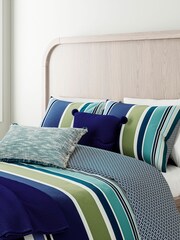 Helena Springfield Blue Darcie Stripe 100% Cotton Duvet Cover and Pillowcase Set - Image 2 of 4