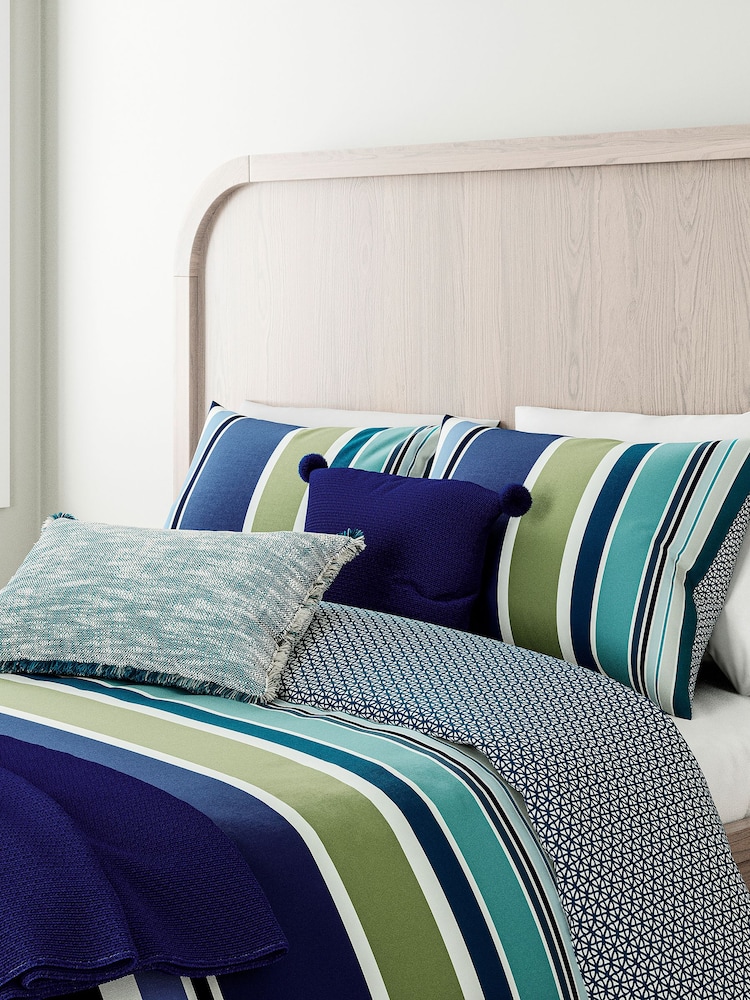Helena Springfield Blue Darcie Stripe 100% Cotton Duvet Cover and Pillowcase Set - Image 2 of 4